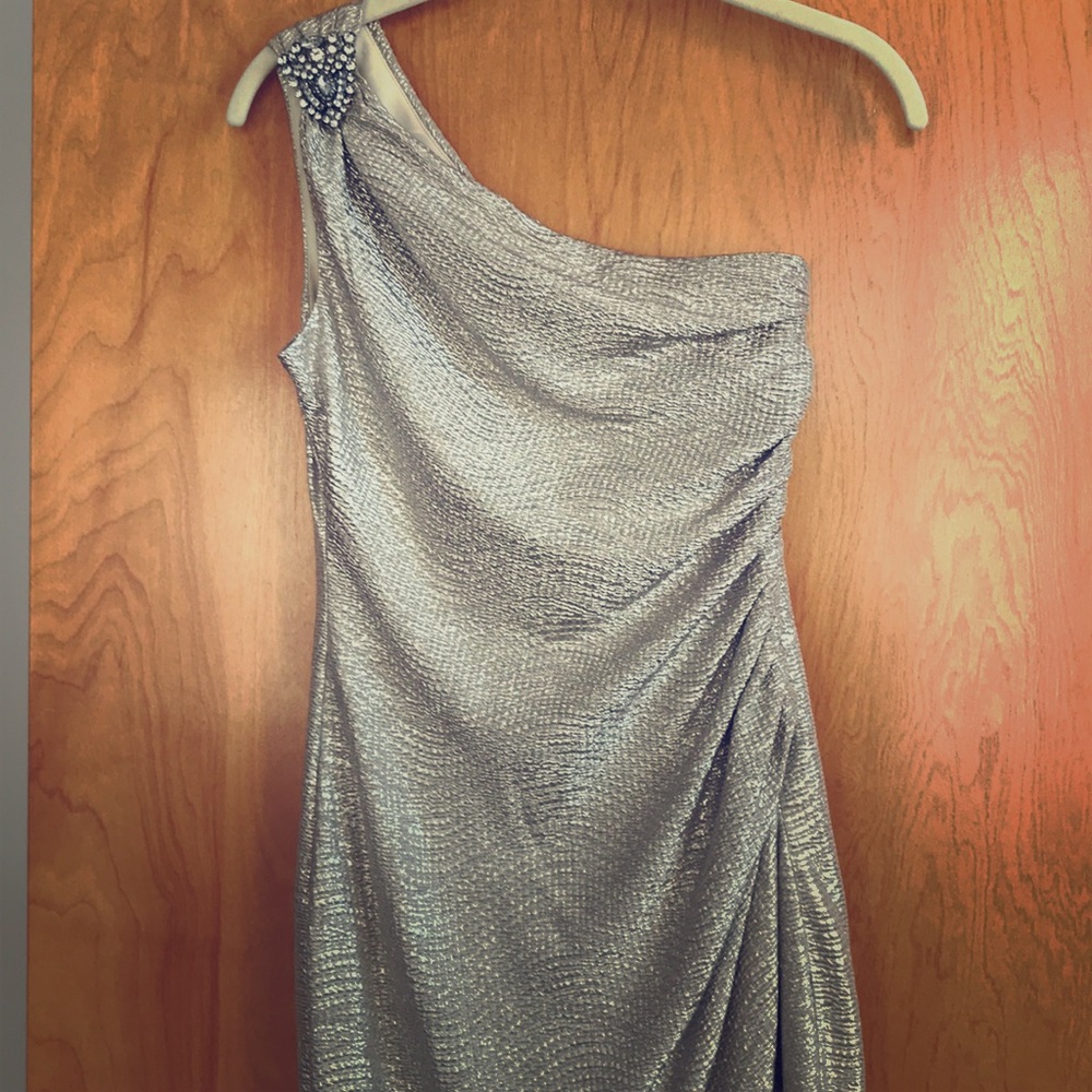 Champagne One-Shouldered Cocktail Dress